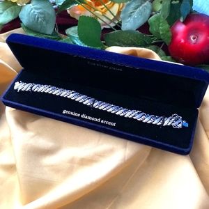 Fine silver plated genuine diamond accent bracelet